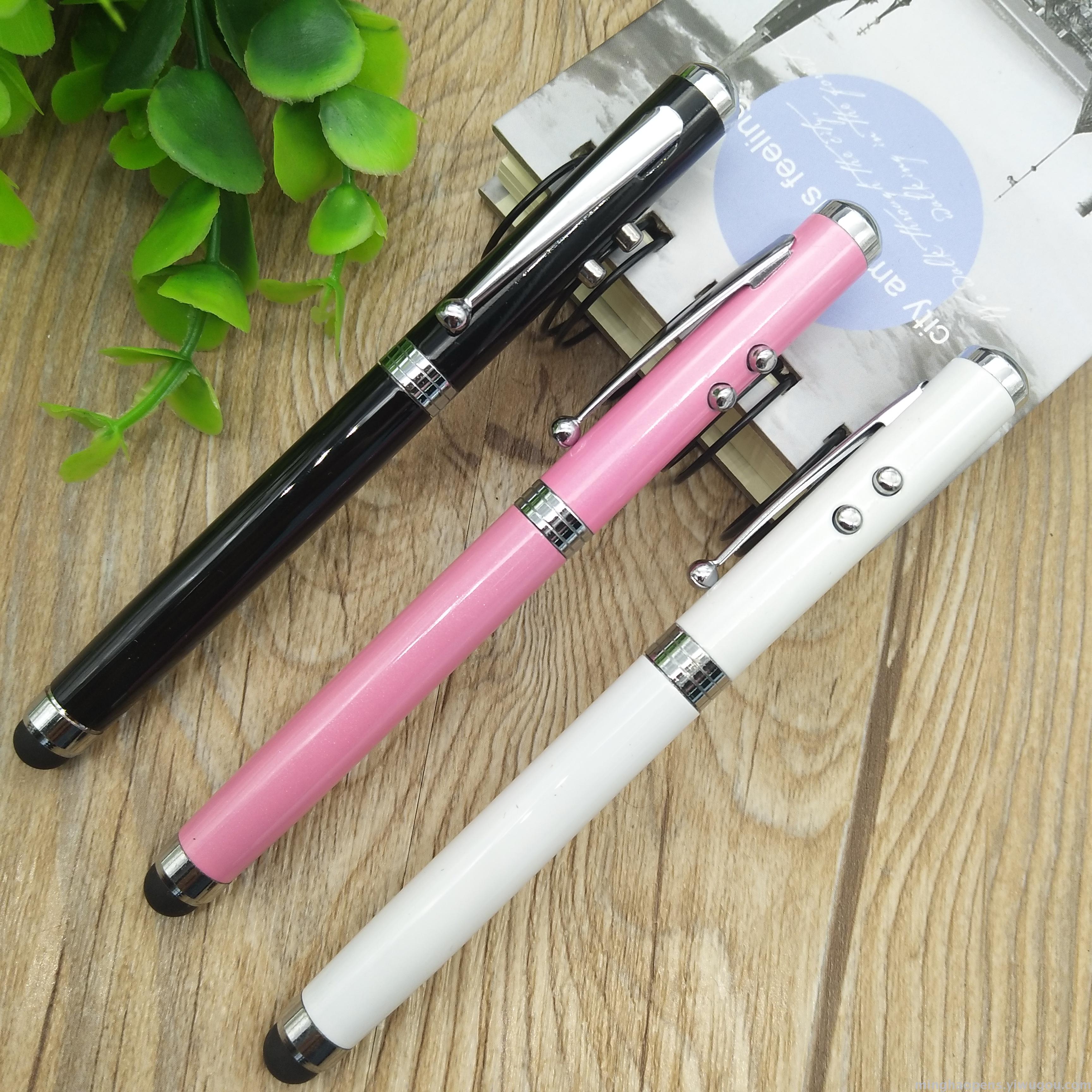 Customized LOGO multi-functional metal ballpoint pen and lamp pen for three-in-one laser business gift pen