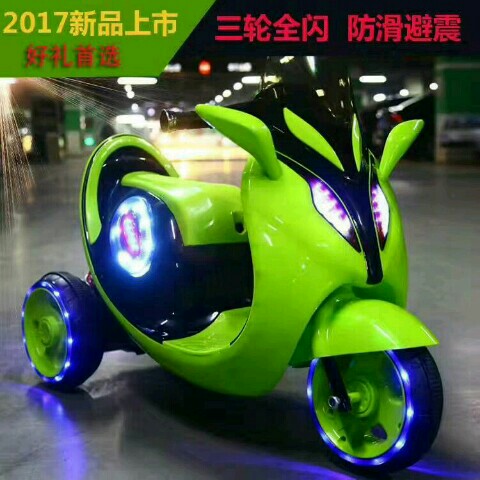 2022 new electric three-wheel all-flash anti-skid shock absorber toy car cart child tricycle