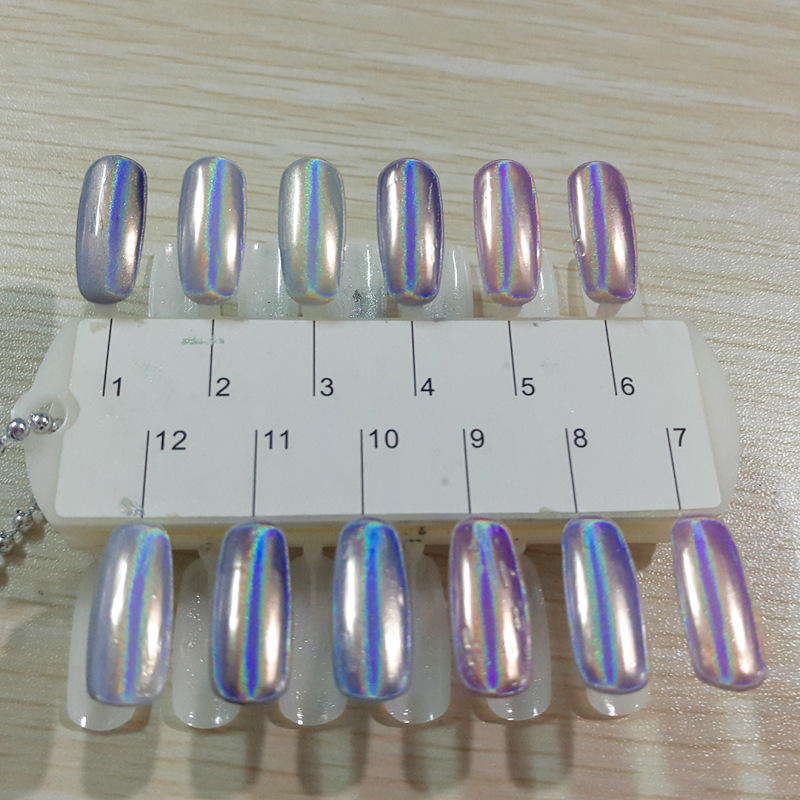 美甲高档彩虹镭射粉七彩魔镜粉 银色指甲贴幻彩产品图