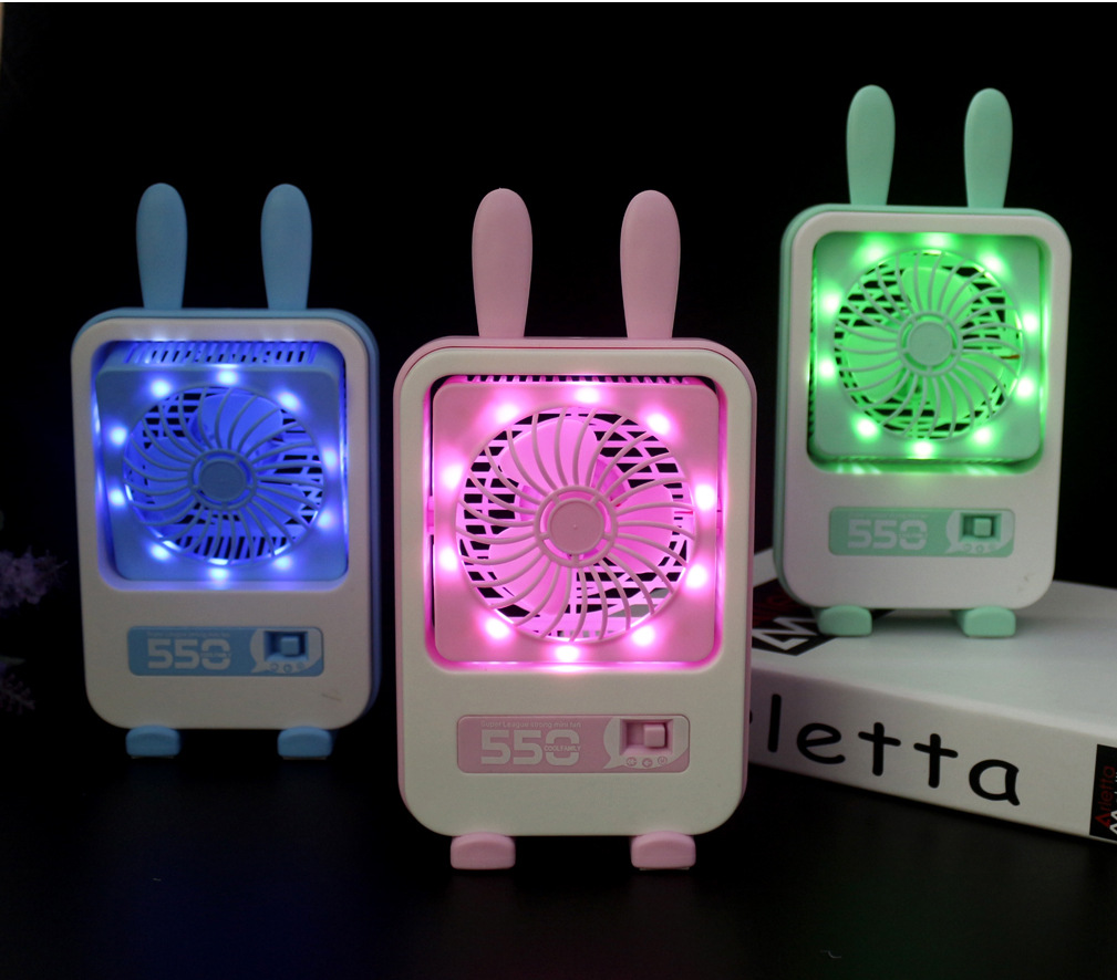 2017 New USB fan Long Ear Rabbit charging fan Creative mini LED fan