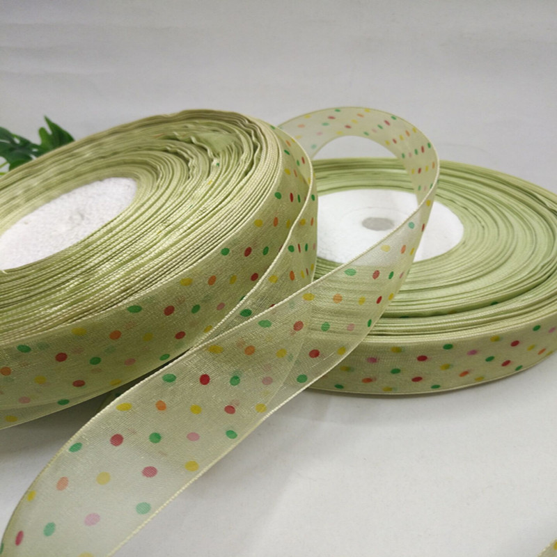 8 minutes 2.5 cm multi-color printed dot yarn tape, gift packaging, hair accessories, clothing yarn tape accessories Specification image