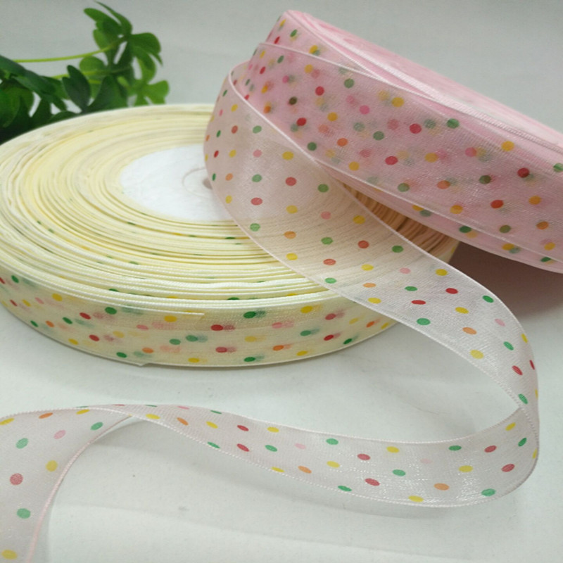 8 minutes 2.5 cm multi-color printed dot yarn tape, gift packaging, hair accessories, clothing yarn tape accessories details Picture