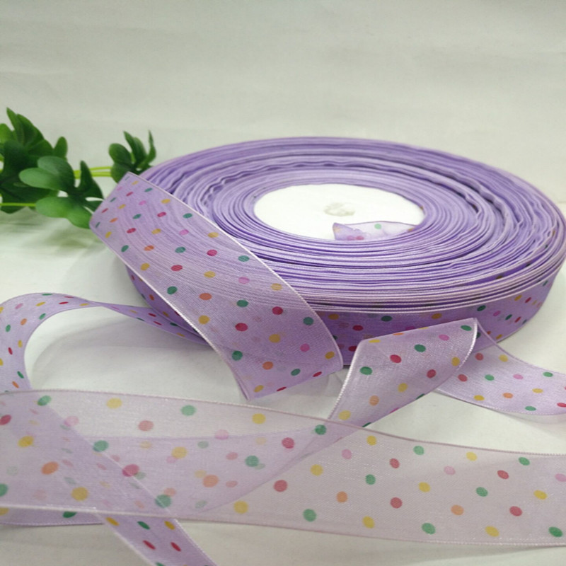 8 minutes 2.5 cm multi-color printed dot yarn tape, gift packaging, hair accessories, clothing yarn tape accessories