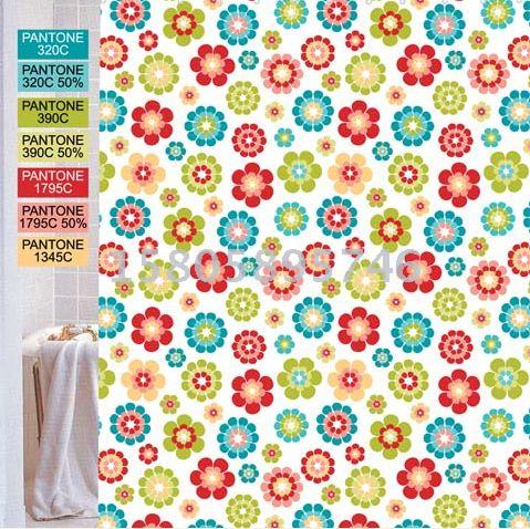 Factory direct sales: PEVA printed thickened bath curtain, with 12 sets of colorful gourd rings Specification image