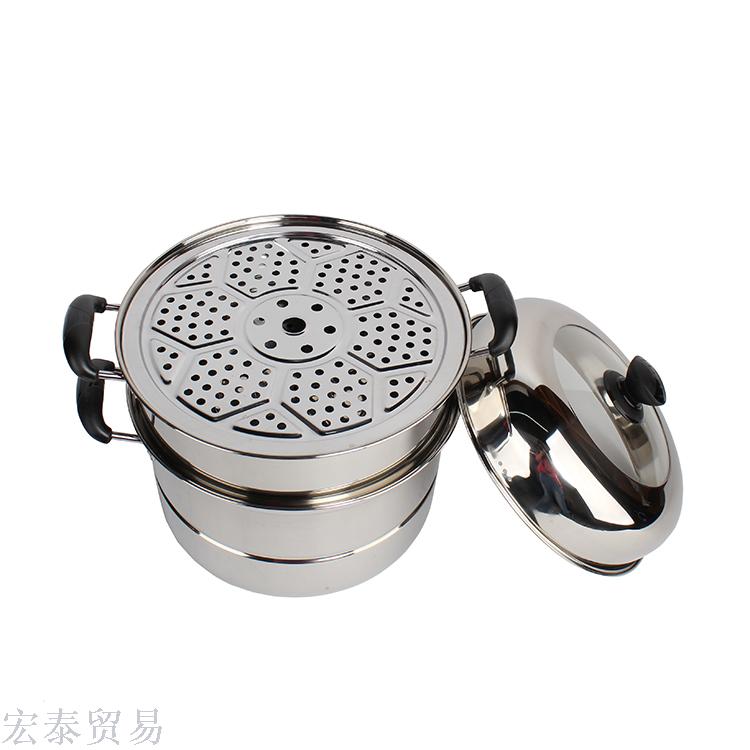 不锈钢三层蒸锅加厚多层复底蒸汤锅多功能汤锅CBFF细节图