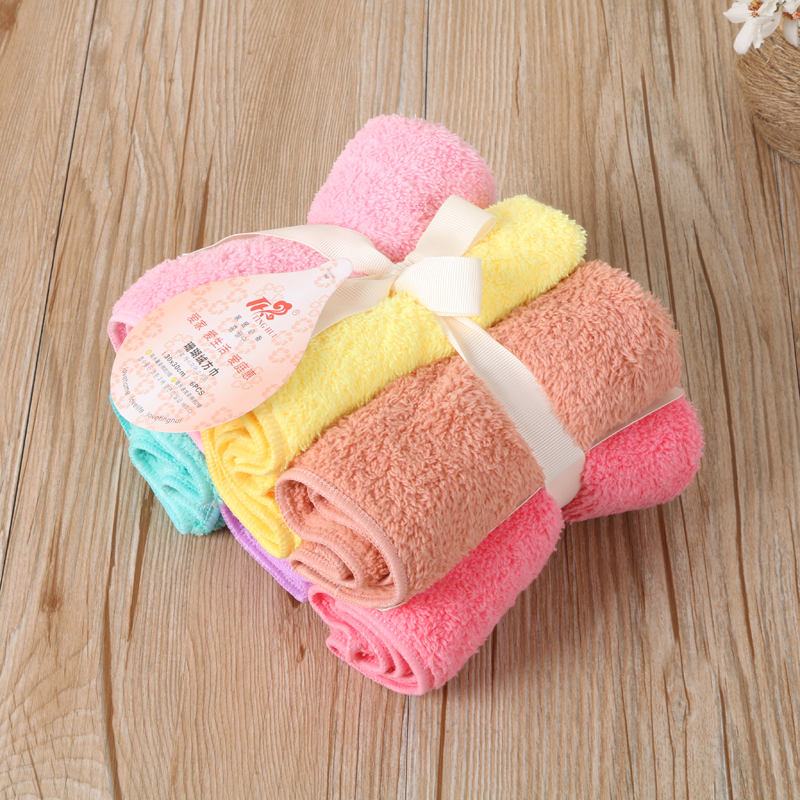 Coral fleece polyester-cotton towel, 6-piece coral fleece cloth with cardstock