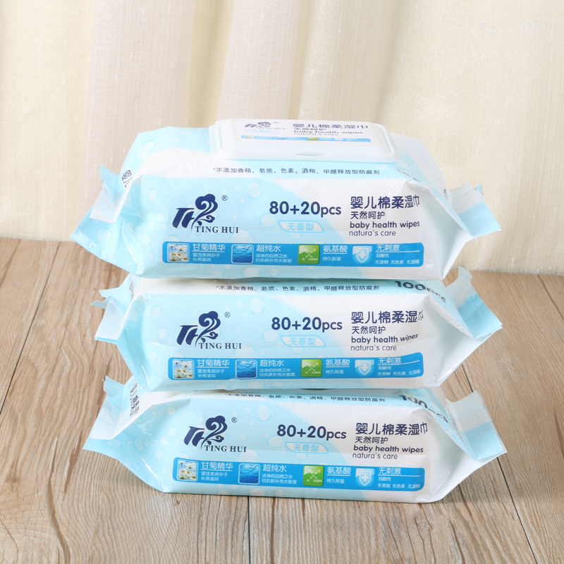 加厚加棉无刺激无纺布湿巾婴儿棉柔湿巾80+20片装产品图