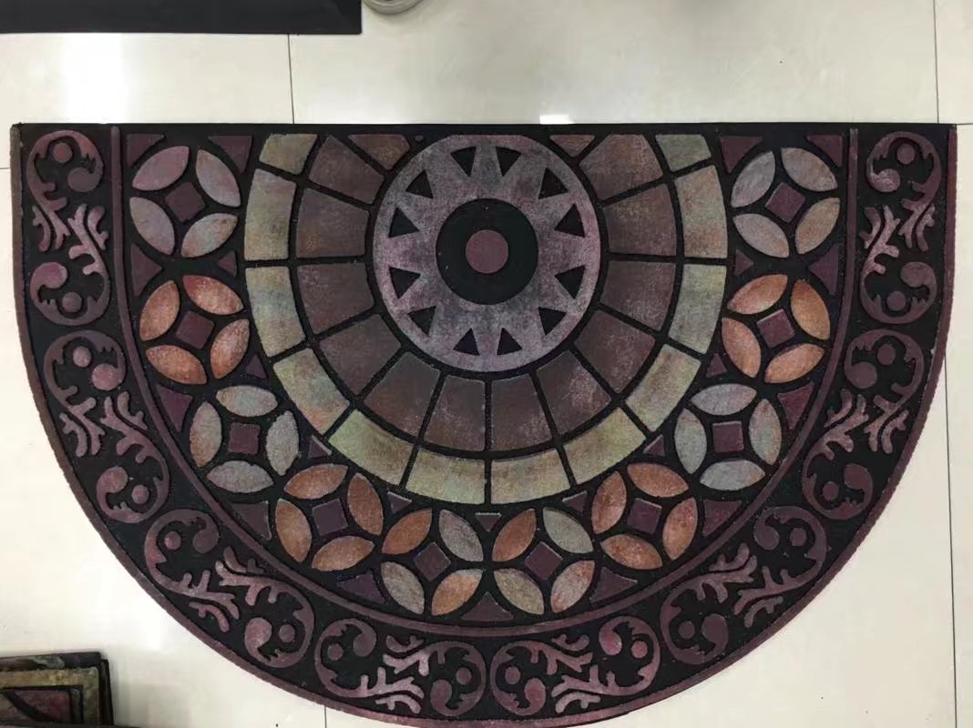 Semi-circular and thick flocking printed pad WELCOME pad Flocking pad printed foot pad Semi-circular pad full figure
