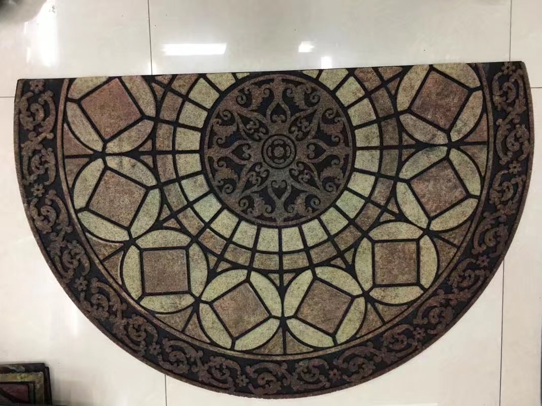 Semi-circular and thick flocking printed pad WELCOME pad Flocking pad printed foot pad Semi-circular pad details Picture