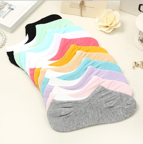 精梳棉200针纯色船袜糖果色女士袜子浅口防滑隐形袜产品图