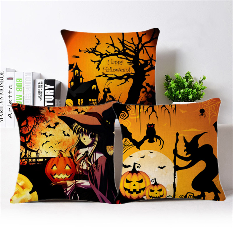 Wholesale of popular Halloween pillows, creative European and American linen printed pillow covers and home cushions