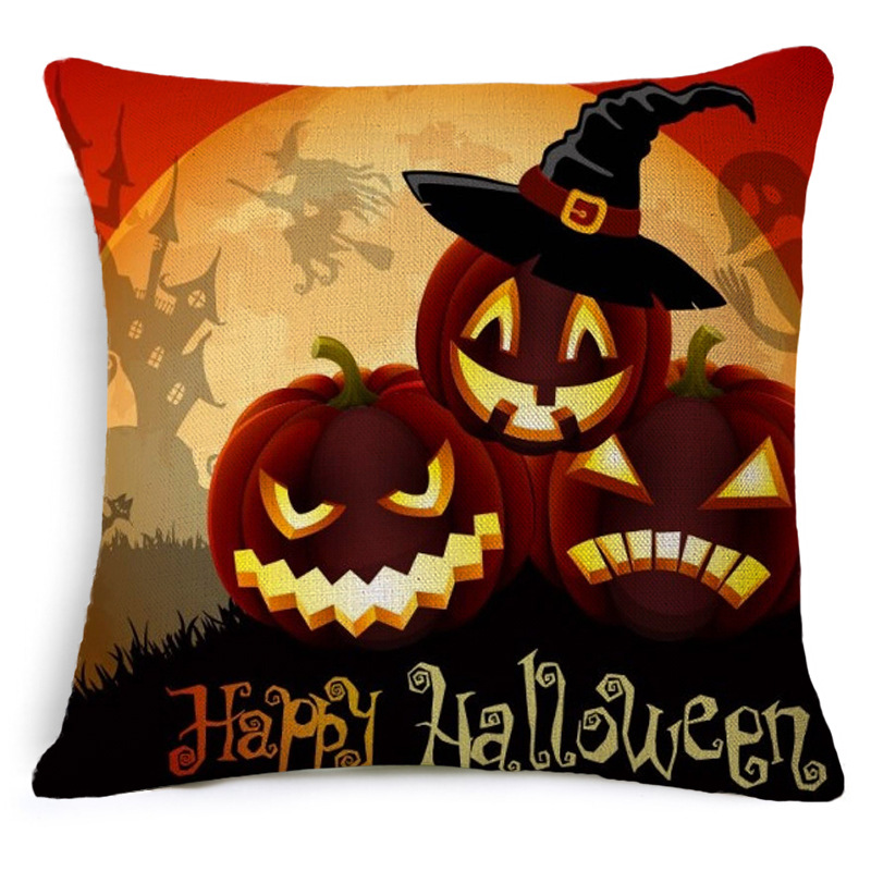 Wholesale of popular Halloween pillows, creative European and American linen printed pillow covers and home cushions details Picture
