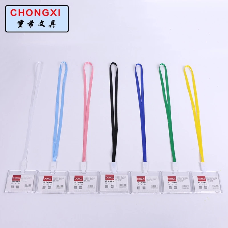 Transparent 6615 acrylic ID card lanyard employee card tag Crystal student card sleeve lanyard