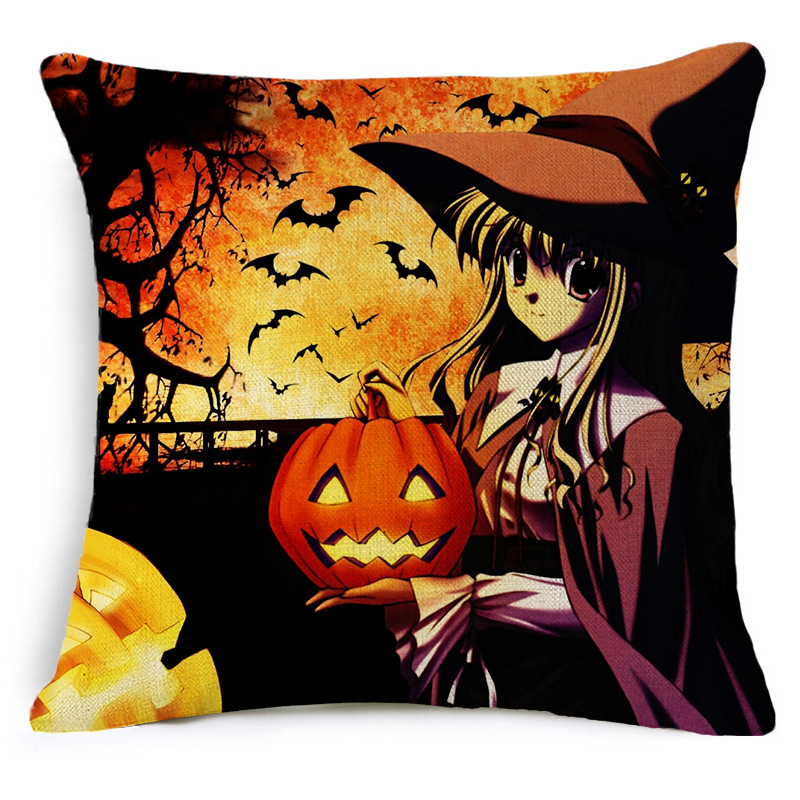 Wholesale of popular Halloween pillows, creative European and American linen printed pillow covers and home cushions Application Scenario