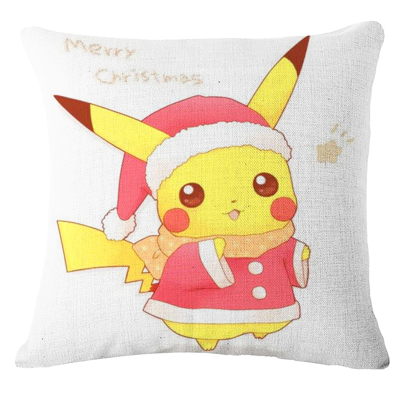 Customized cartoon printed Pikachu, cotton and linen printed sofa, car cushion and pillowcase from the manufacturer Specification image