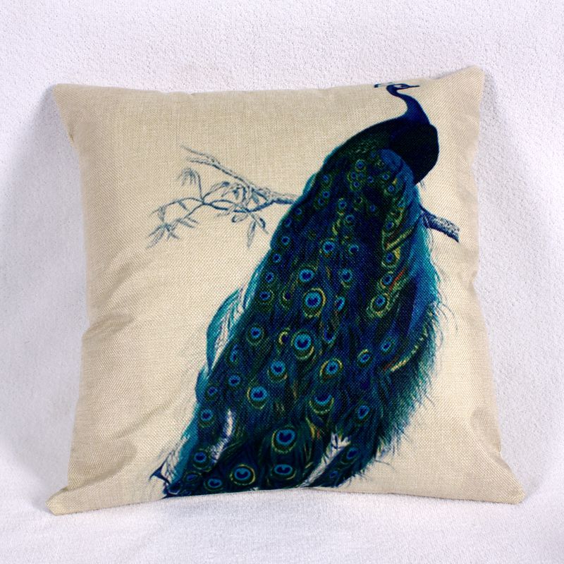 Cotton and linen peacock creative gift pillowcase, office car sofa cushion cover, pillow Application Scenario