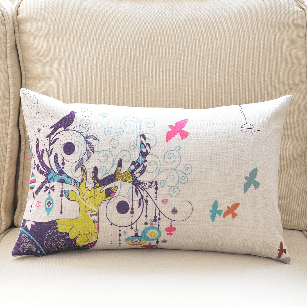 Cotton and linen colored deer throw pillow manufacturer wholesale car sofa cushions, backrest covers, office waist pillows Application Scenario