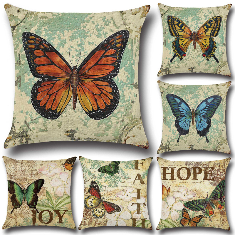 The manufacturer's creative and personalized butterfly cotton and linen pillowcase, as well as the car office and midday rest pillow, can be customized