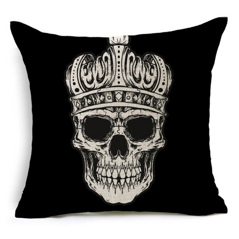 Factory direct sales: Skull sofa pillow, cotton and linen pillow cover, bedside pillow, midday rest pillow, pillow cover details Picture