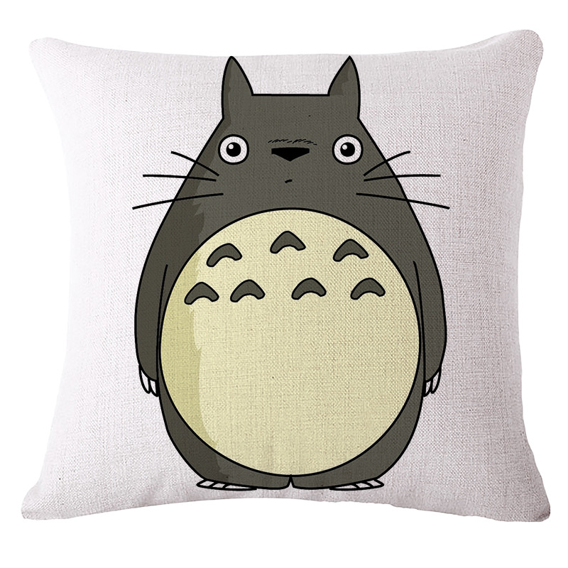 Cotton and linen throw pillows, cartoon Totoro throw pillows, sofa cushions, core-filled breathable car waist cushions details Picture
