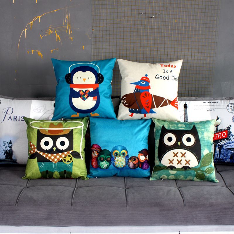 Cartoon cotton and linen pillowcases, custom cushions, car and home headrests, animal sofa cushions, cushions