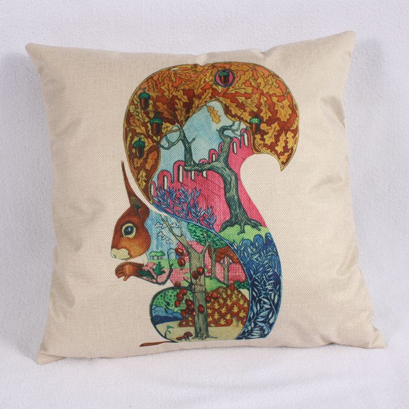 Wholesale and customization of cartoon cotton and linen animal pillowcases from manufacturers for car sofa cushions and cushions Specification image