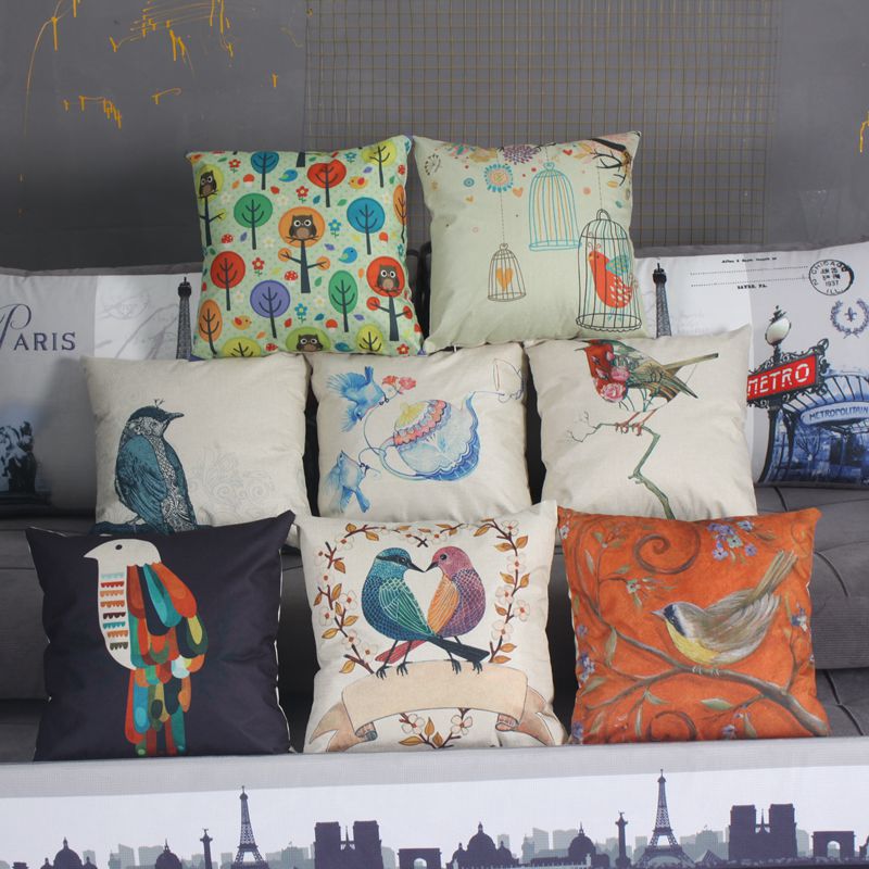 Hot-selling new bird digital print DIY pillowcases, linen sofas and car cushions