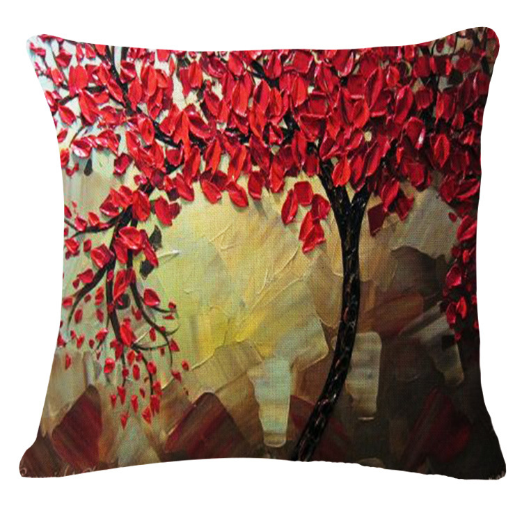 Personalized oil painting tree cushions, one-piece delivery, seat cushions, backrests, and midday rest cushions details Picture