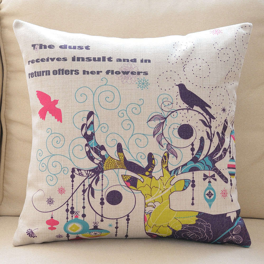 Cotton and linen colored deer throw pillow manufacturer wholesale car sofa cushions, backrest covers, office waist pillows Specification image