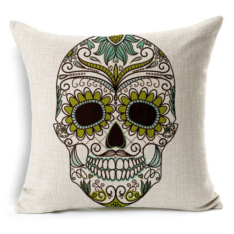Factory direct sales: Skull sofa pillow, cotton and linen pillow cover, bedside pillow, midday rest pillow, pillow cover Specification image