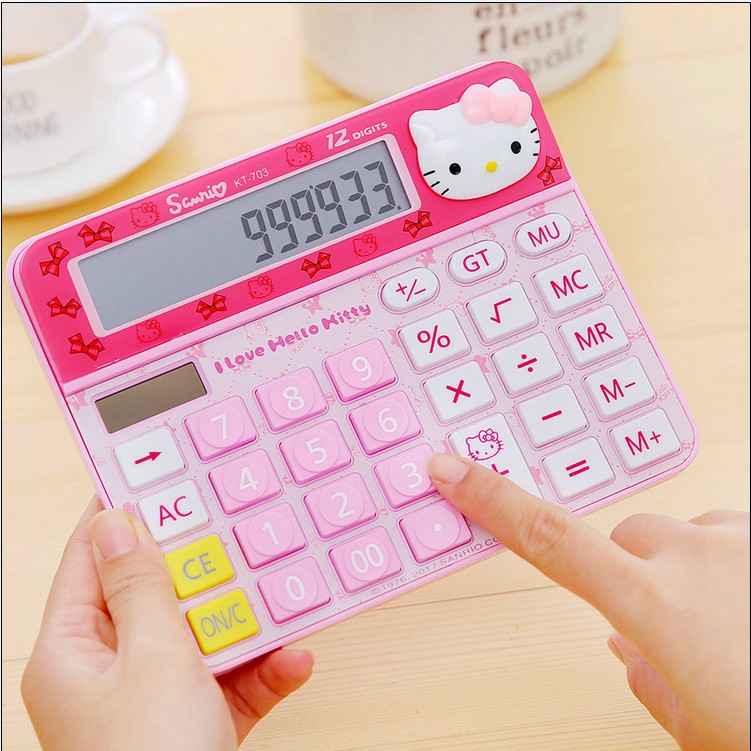 ktiytt太阳能12位数计算器卡通可爱机算器桌面办公计算机