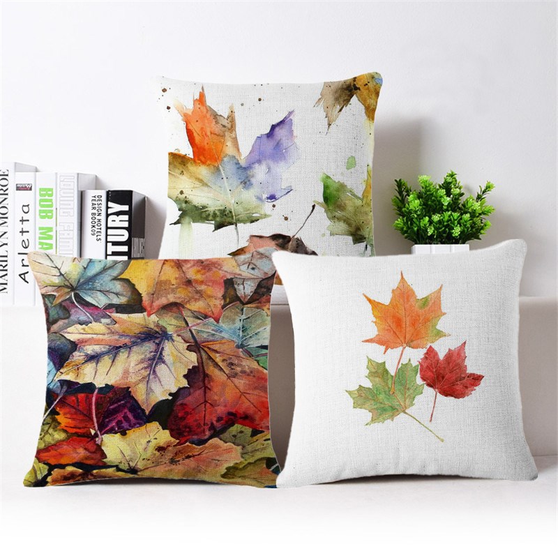 Heat transfer printed maple leaf pillow case, square European-style pillow, DIY personalized custom birthday gift