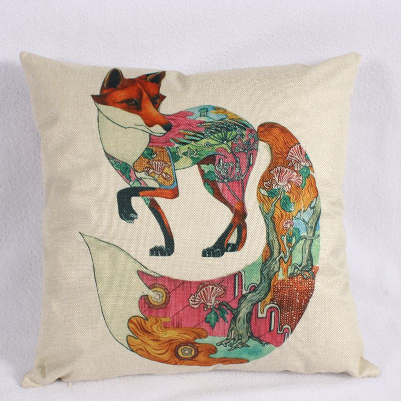 Wholesale and customization of cartoon cotton and linen animal pillowcases from manufacturers for car sofa cushions and cushions details Picture