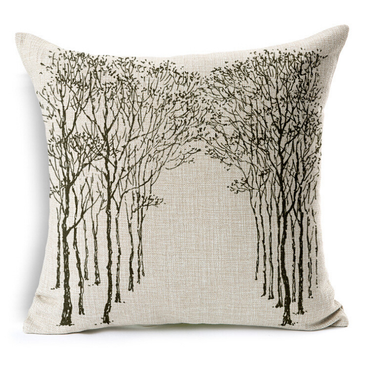 Simple style butterfly tree pattern pillowcase, rosewood cushion, cotton and linen factory direct sales pillowcase Specification image