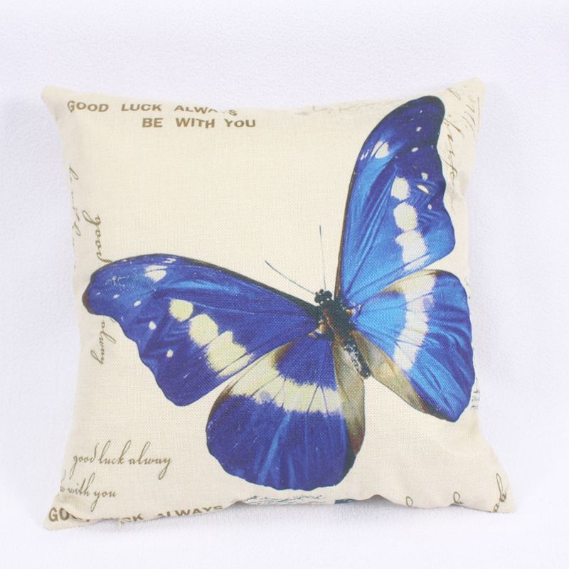 Custom-made cotton and linen American-style butterfly digital printed pillow covers for sofa cushions and throw pillows details Picture