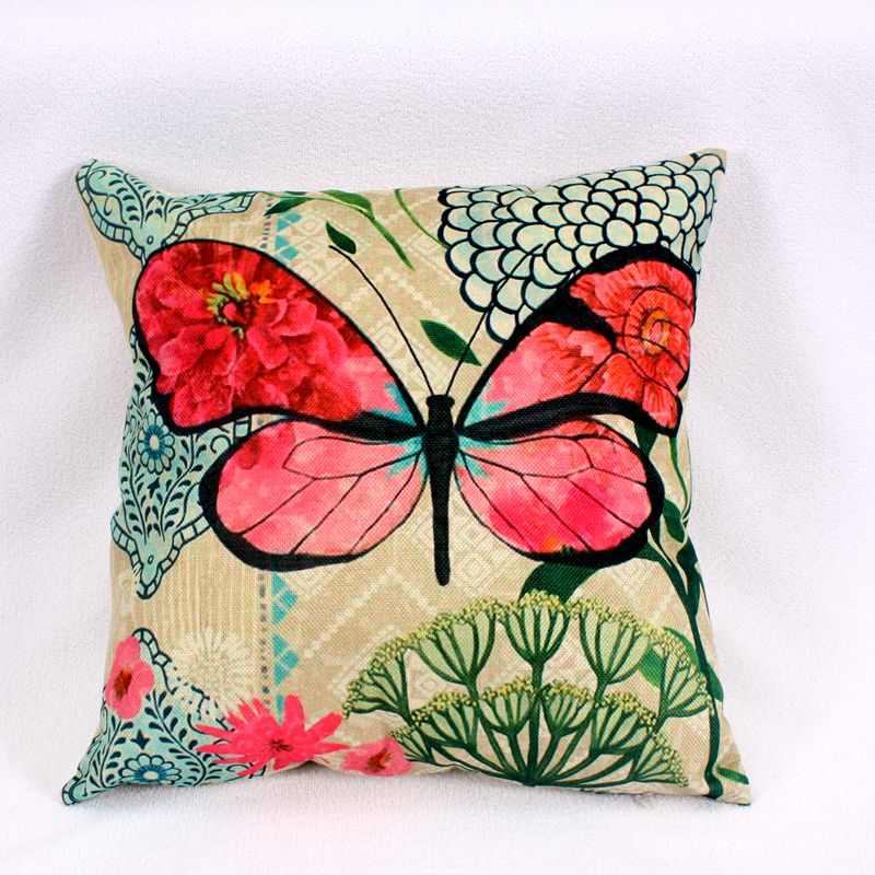 Custom-made cotton and linen American-style butterfly digital printed pillow covers for sofa cushions and throw pillows Application Scenario