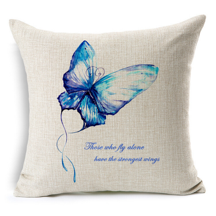 Simple style butterfly tree pattern pillowcase, rosewood cushion, cotton and linen factory direct sales pillowcase details Picture