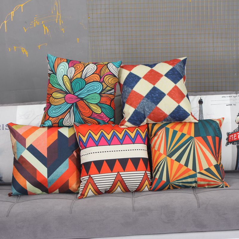 Factory direct sales of checkered color throw pillows, sofa throw pillows, cotton and linen throw pillow covers, headboard pillow throw pillows