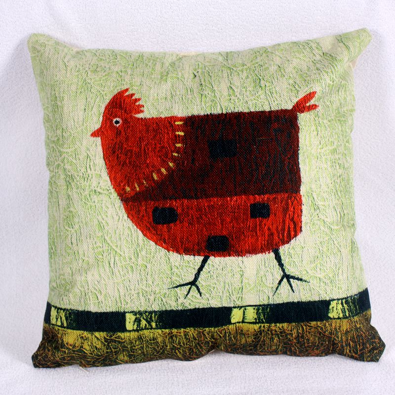 Factory direct sales of artistic and simple chicken oil painting pillow, watercolor painting cotton and linen pillow cover Application Scenario