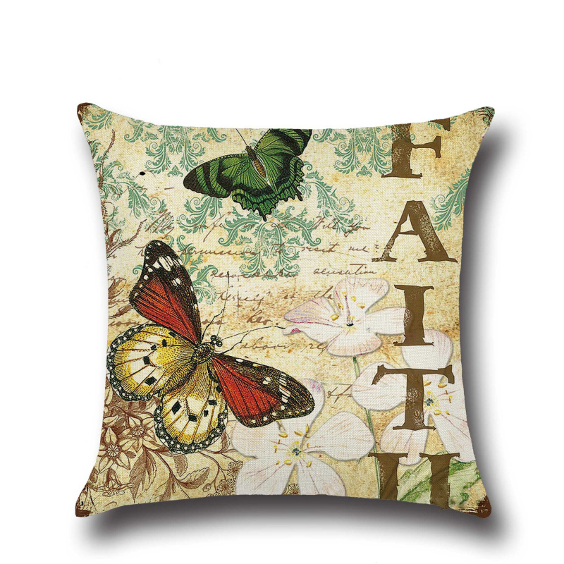 The manufacturer's creative and personalized butterfly cotton and linen pillowcase, as well as the car office and midday rest pillow, can be customized details Picture