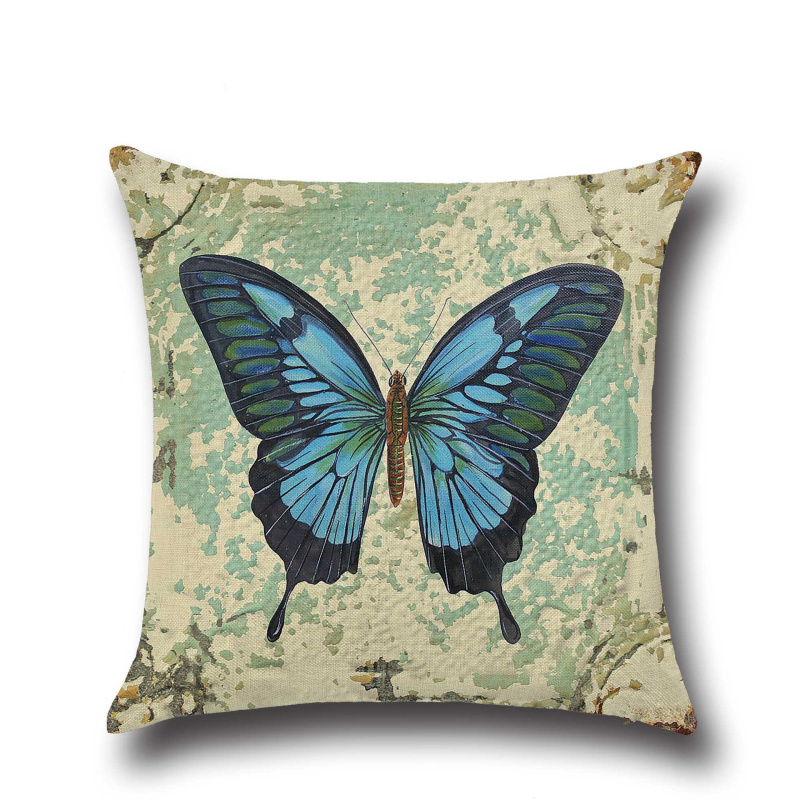 The manufacturer's creative and personalized butterfly cotton and linen pillowcase, as well as the car office and midday rest pillow, can be customized Specification image