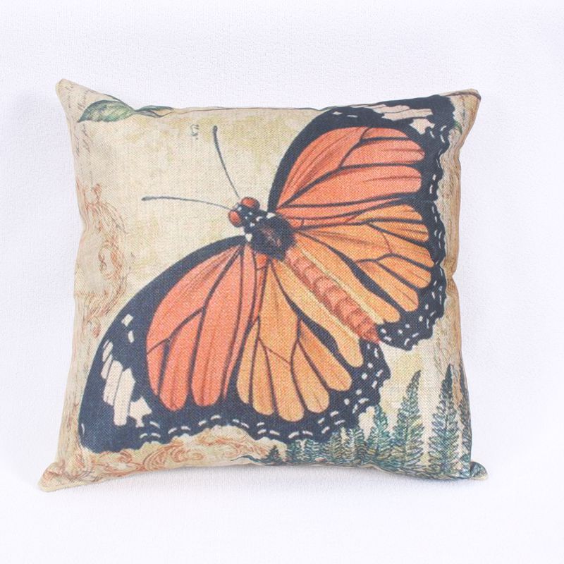 Custom-made cotton and linen American-style butterfly digital printed pillow covers for sofa cushions and throw pillows Specification image
