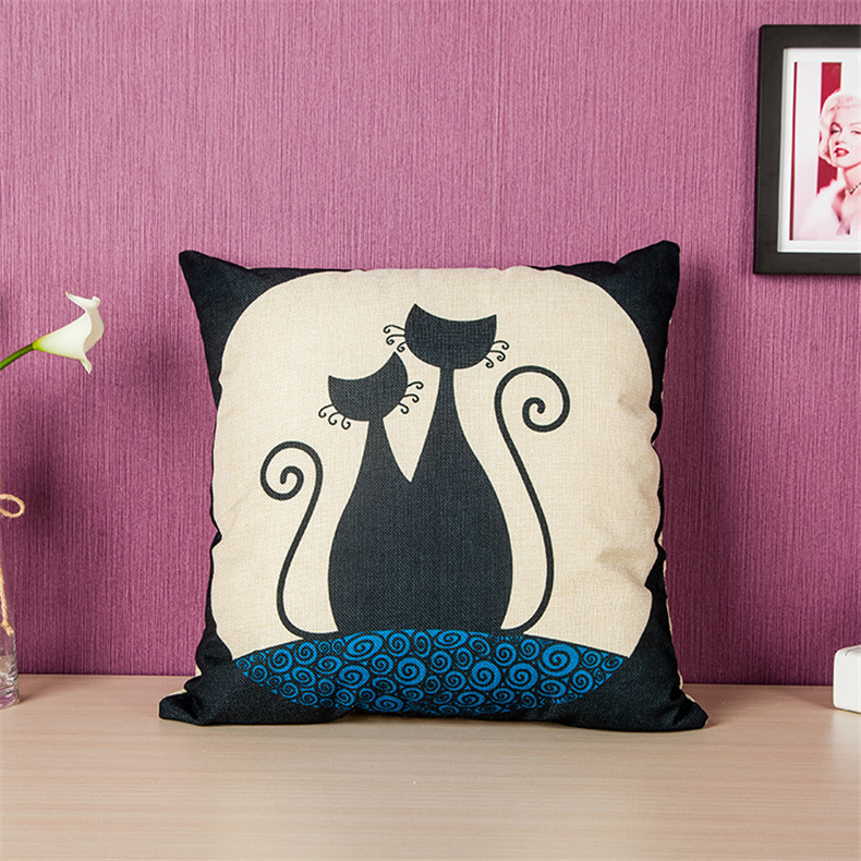 Wholesale heat transfer printed cartoon cat throw pillows, personalized printed throw pillow covers, sofa cushions, and pillow covers Application Scenario