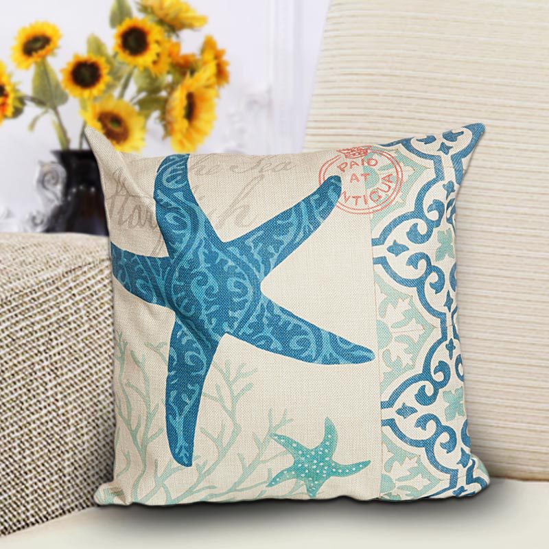 Factory direct sales of high-quality flax Marine biological cushions, pillowcases, and export gifts Specification image