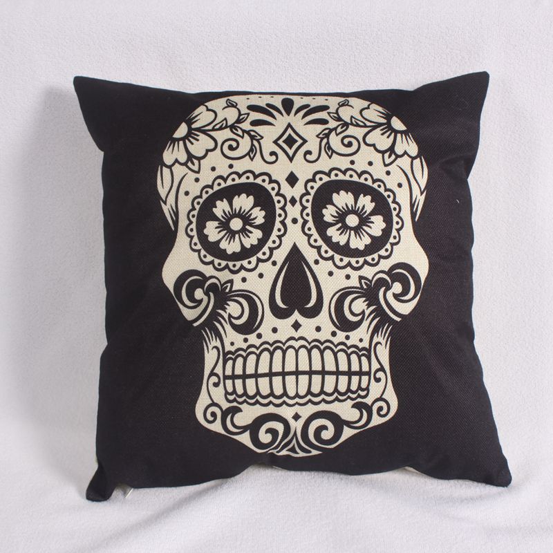 Digital printing factory direct sales of cotton and linen skull pillowcases, creative car pillows, custom seat cushions details Picture