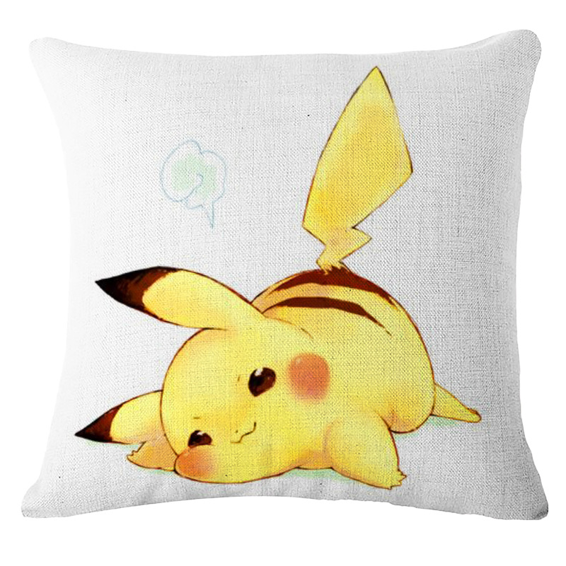 Customized cartoon printed Pikachu, cotton and linen printed sofa, car cushion and pillowcase from the manufacturer Application Scenario