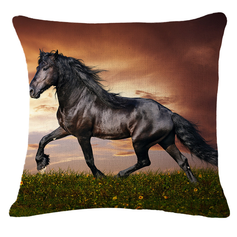 New Chinese-style modern horse cotton and linen pillowcase, cushion cover and sofa pillow Application Scenario