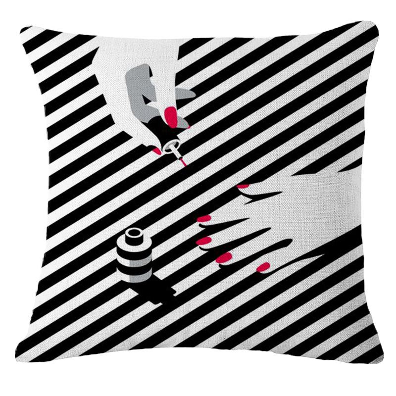 New black and white striped throw pillows, car office seat cushions and backrests are available for one-piece delivery Specification image