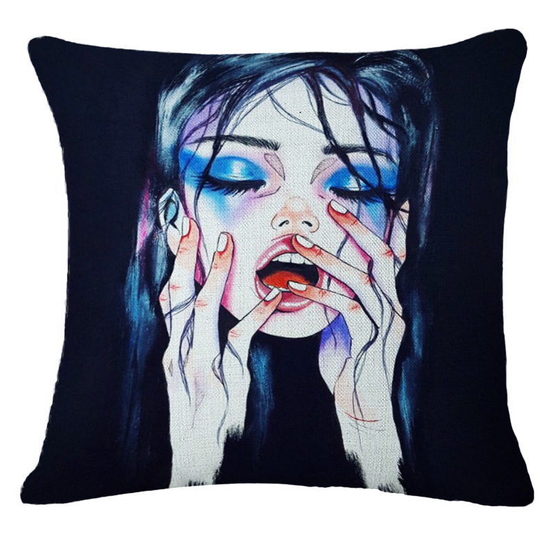 Wholesale cotton and linen rebellious girl pillowcase manufacturer, car sofa pillows, cushions and backrests Specification image