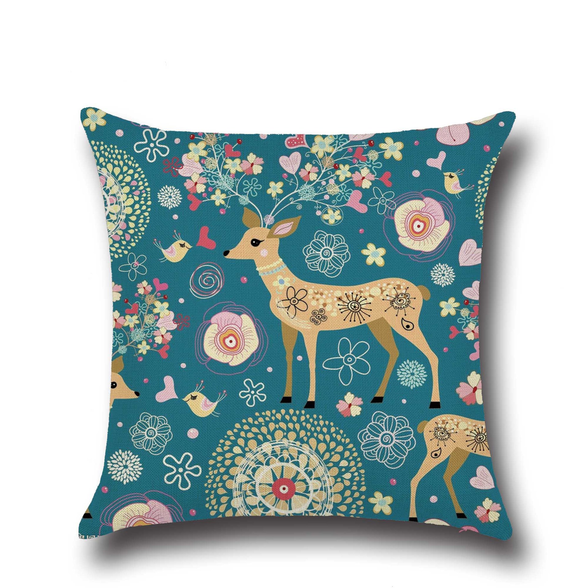 A variety of European-style cartoon deer pillowcases, comfortable Korean fabric sofa cushion covers, and personalized cushions Specification image
